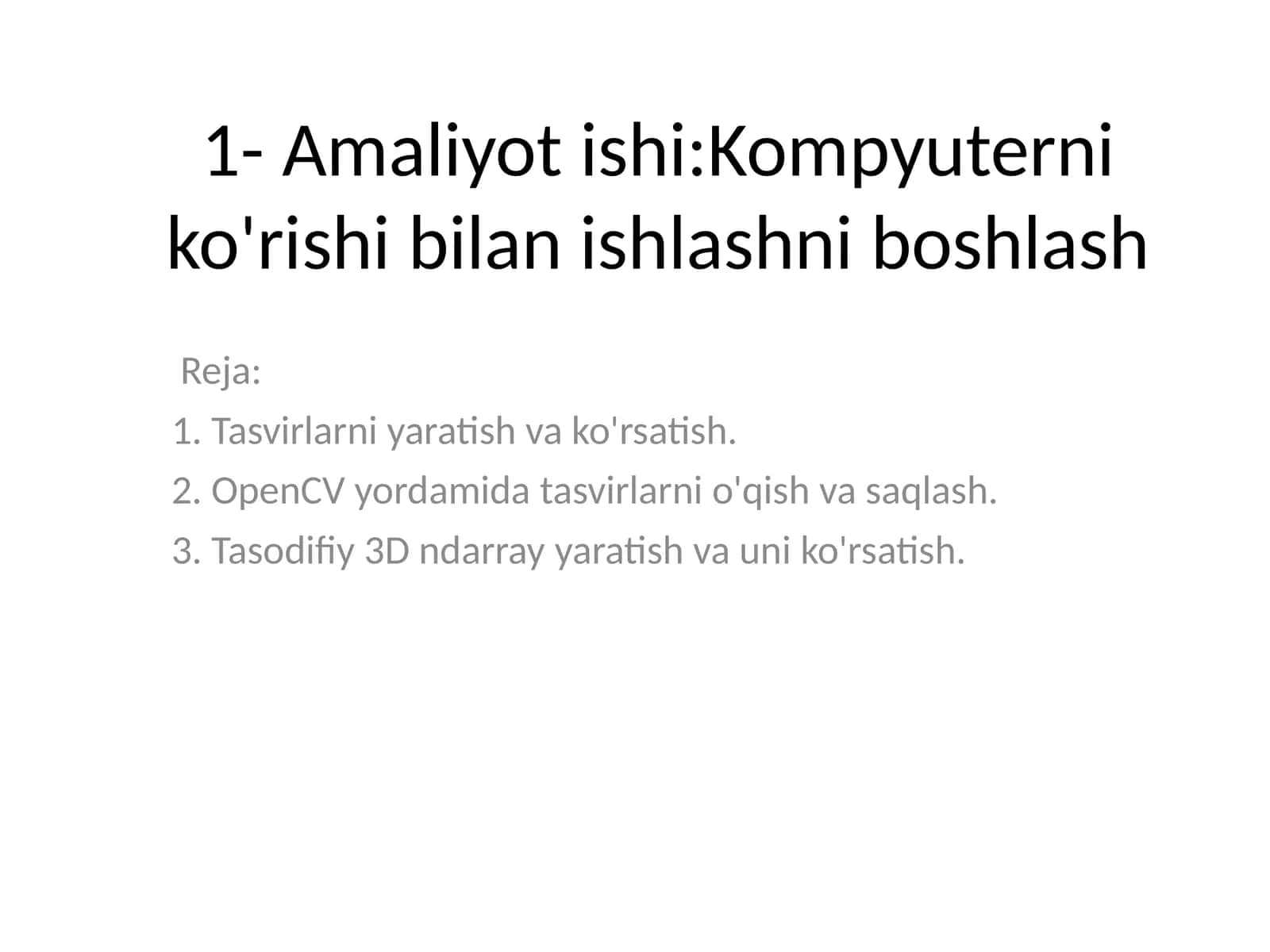 Kompyuterni ko'rish bilan ishlashni boshlash 1