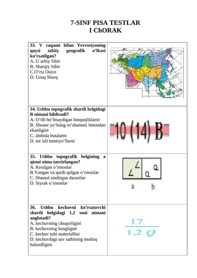 7-SINF PISA TESTLAR 1