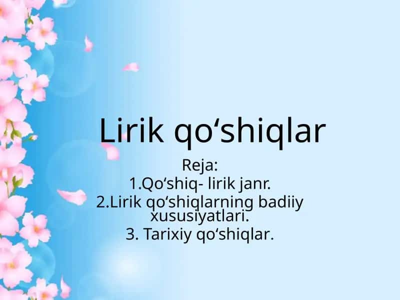 Lirik qoʻshiqlar 1