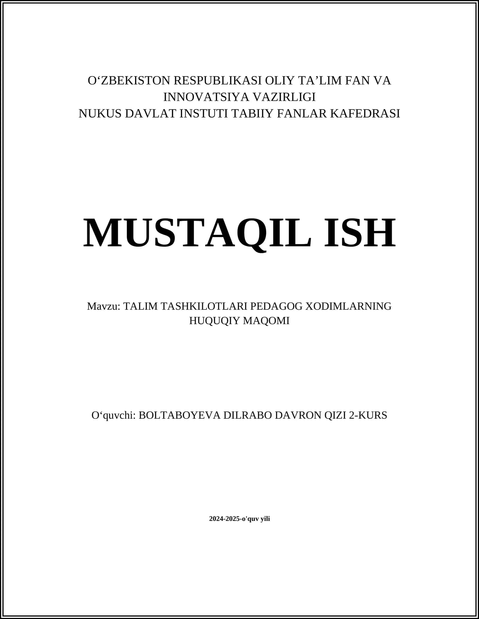 TALIM TASHKILOTLARI PEDAGOG XODIMLARNING HUQUQIY MAQOMI 1