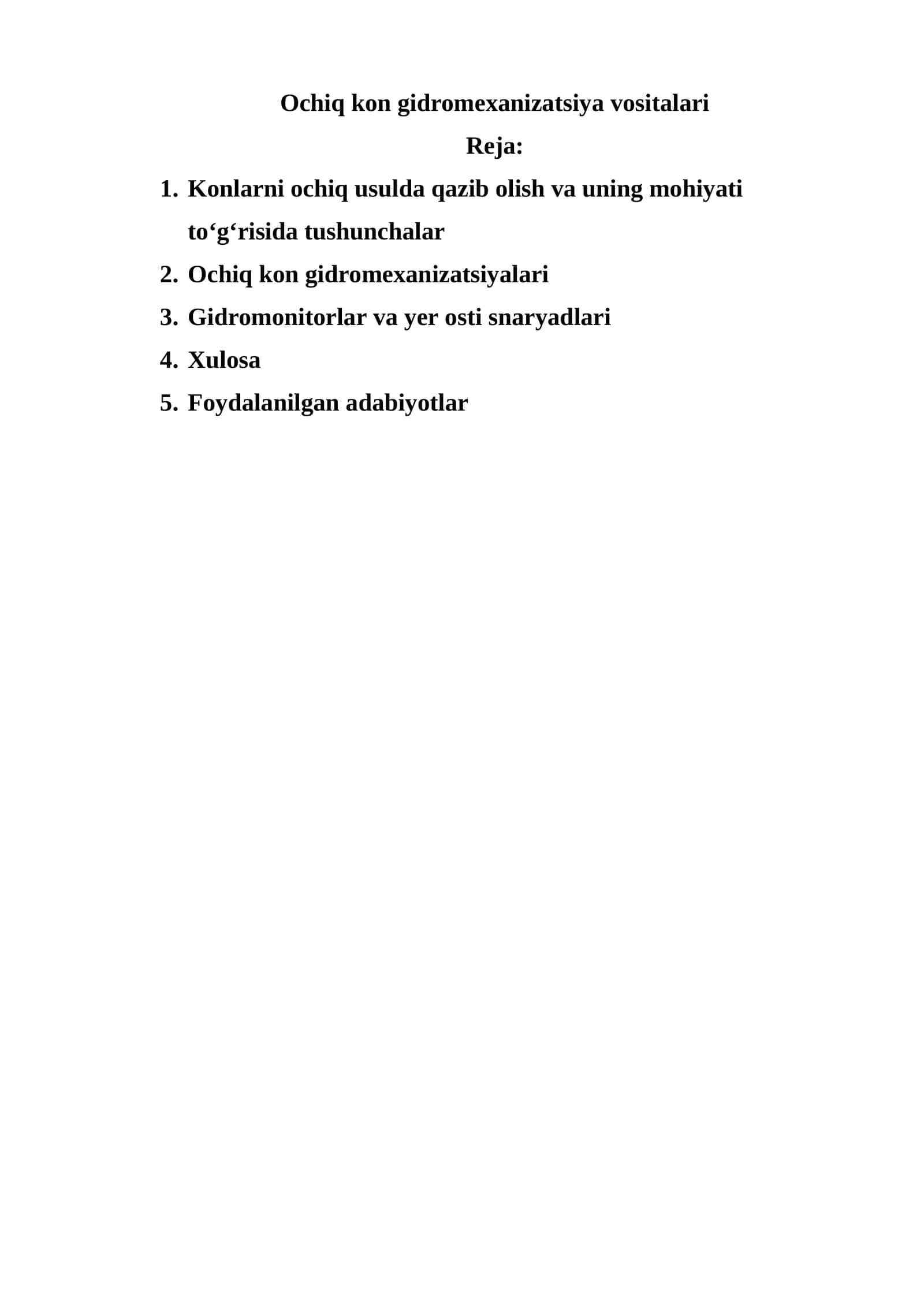 Ochiq kon gidromexanizatsiya vositalari 1