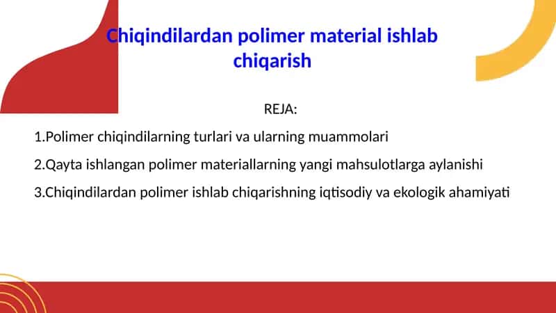 Chiqindilardan polimer material ishlab chiqarish 1