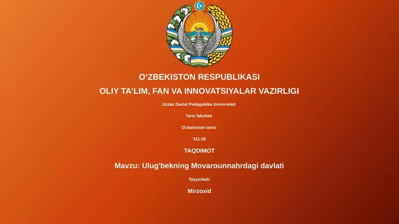 Ulug'bekning Movarounnahrdagi davlati 1