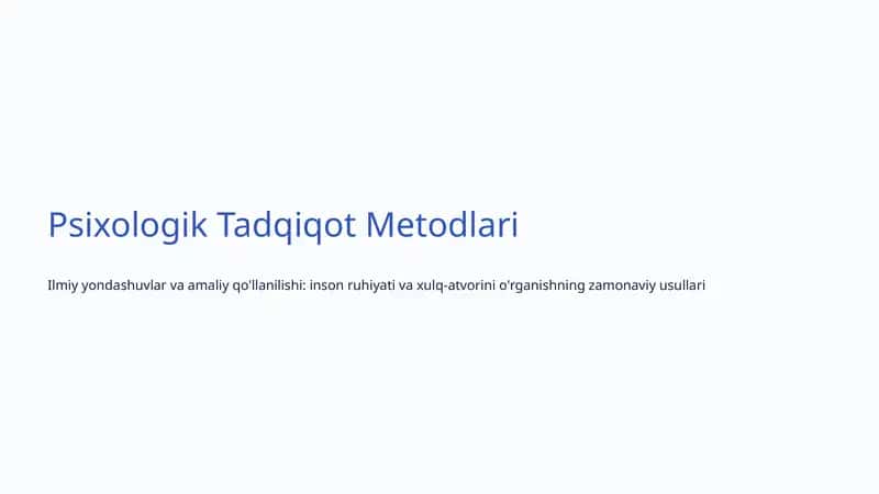 Psixologik Tadqiqot Metodlari 1