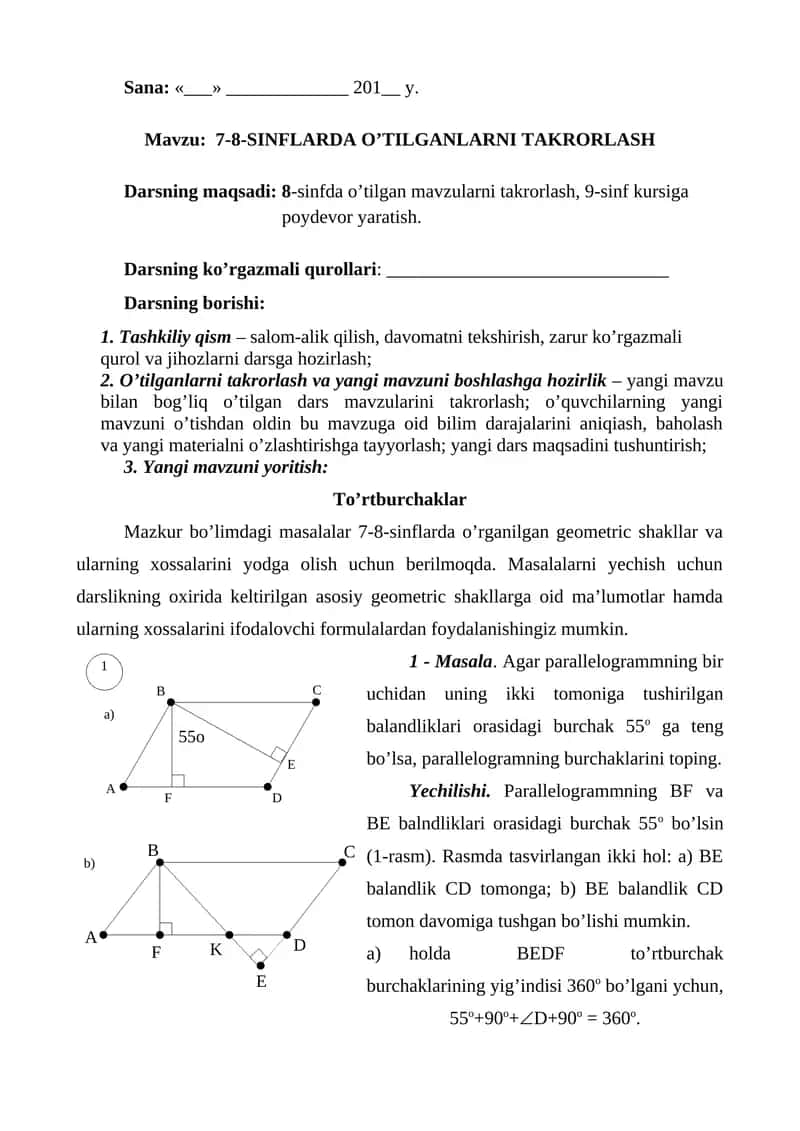 9-sinf geometriya 1-chorak dars ishlanmalari 1