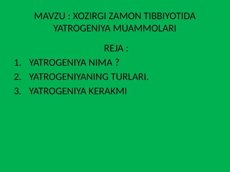 YATROGENIYA MUAMMOLARI 1