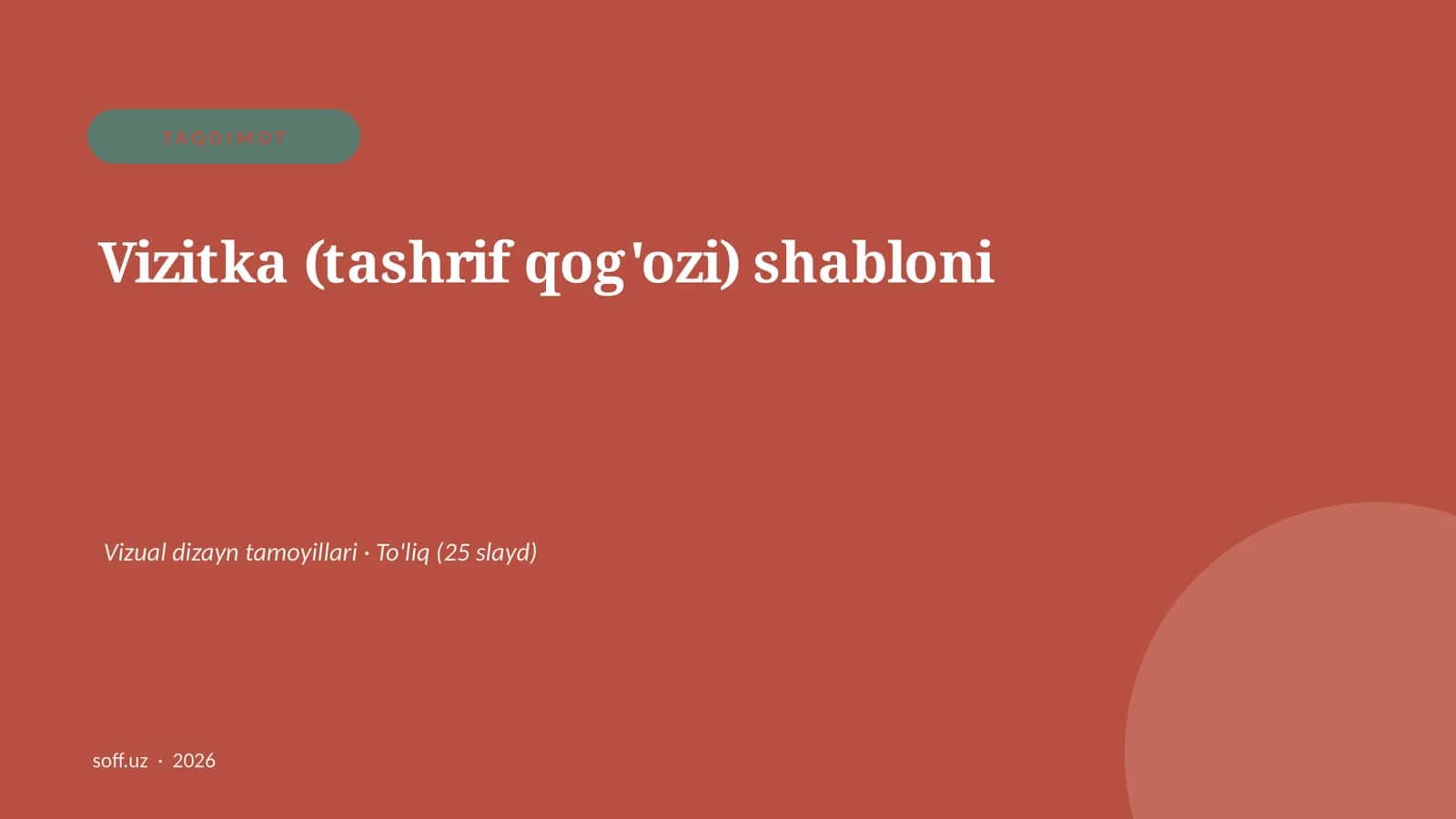 Vizitka (tashrif qog'ozi) shabloni 1