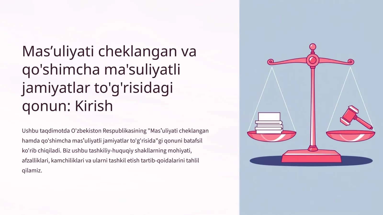 Masʼuliyati cheklangan va qo'shimcha ma'suliyatli jamiyatlar to'g'risidagi qonun Kirish 1