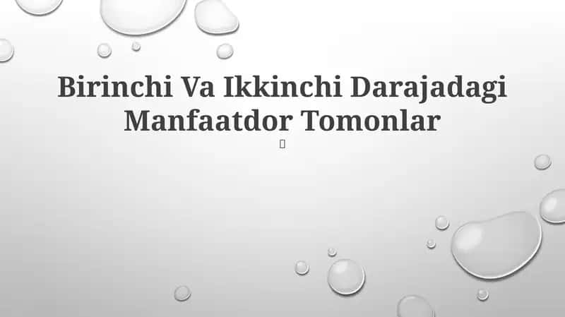 Birinchi Va Ikkinchi Darajadagi Manfaatdor Tomonlar 1