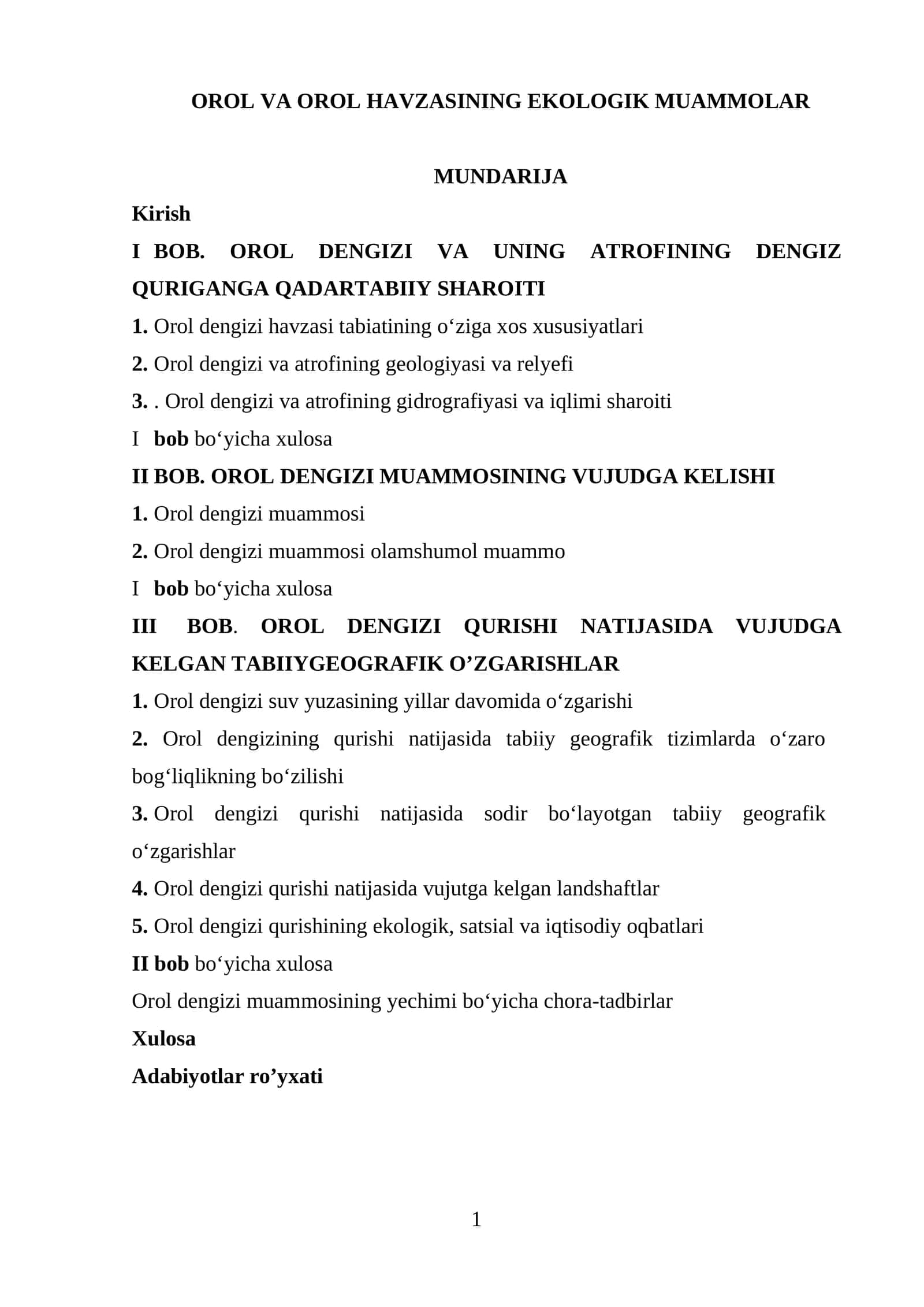 OROL VA OROL HAVZASINING EKOLOGIK MUAMMOLAR 1