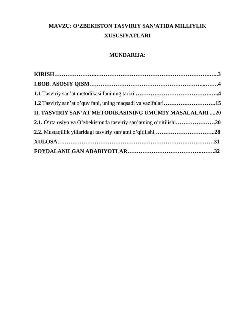 O‘ZBEKISTON TASVIRIY SAN’ATIDA MILLIYLIK XUSUSIYATLARI 1