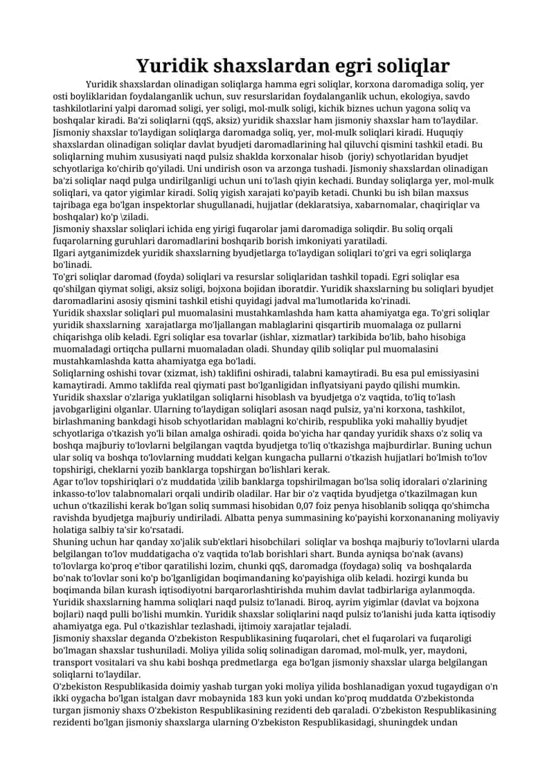 Yuridik shaxslardan egri soliqlar 1