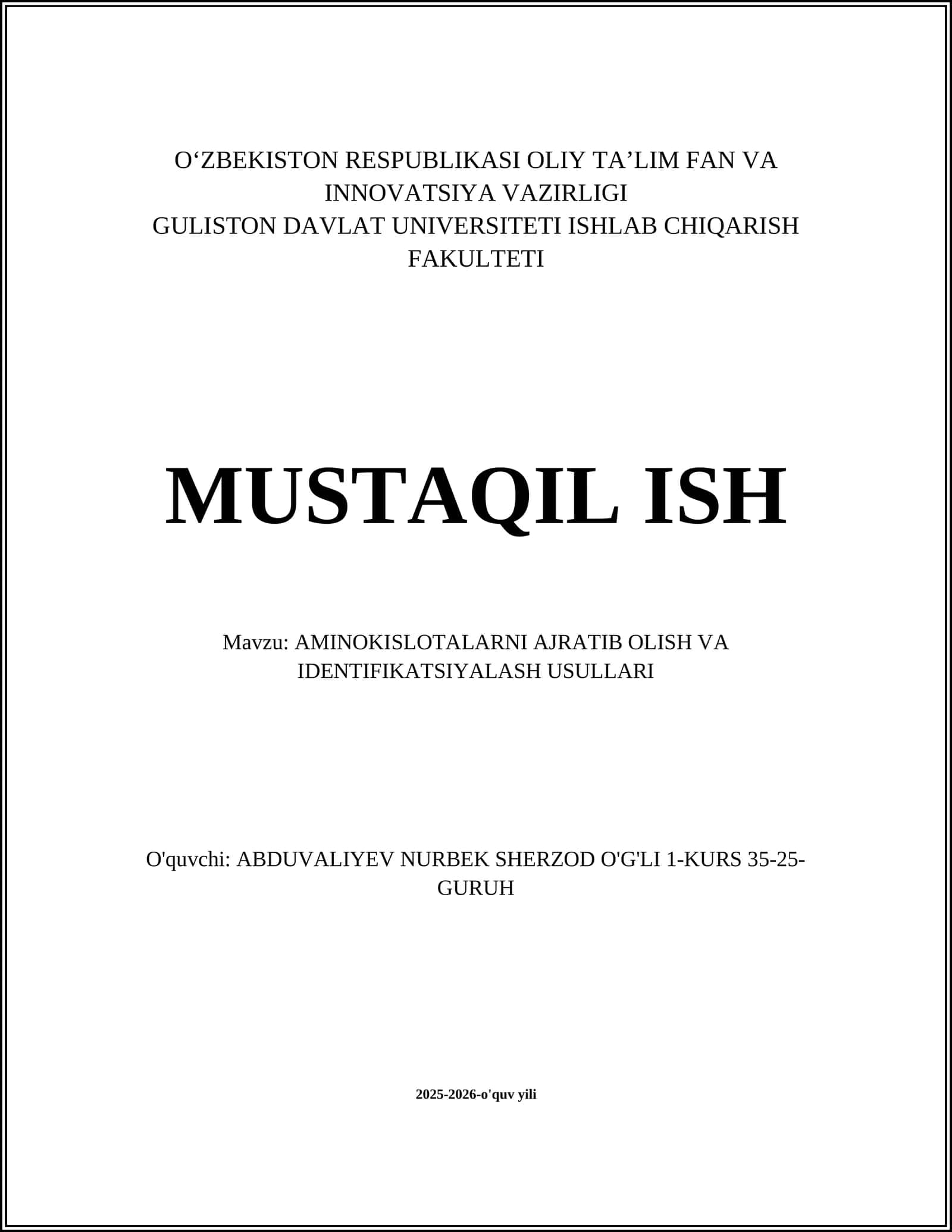 AMINOKISLOTALARNI AJRATIB OLISH VA IDENTIFIKATSIYALASH USULLARI 1