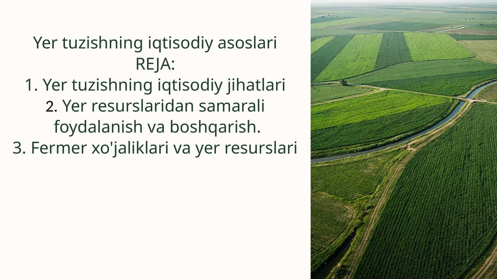 Yer tuzishning iqtisodiy asoslari 1
