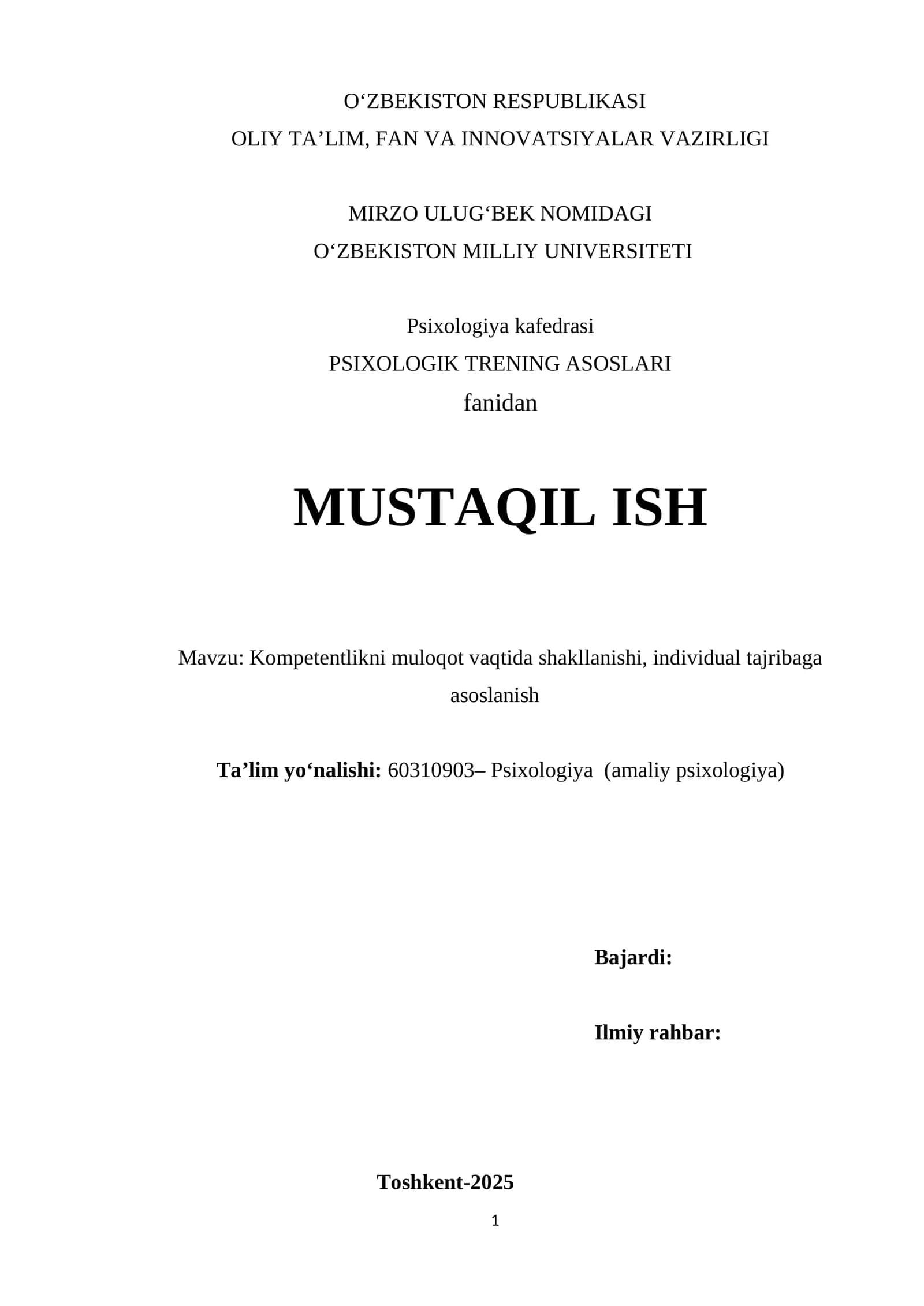 Psixologik trening asoslari 1