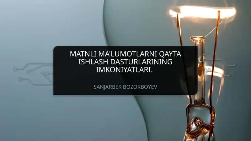 Matnlima'lumotlarni qayta ishlash dasturlari 1