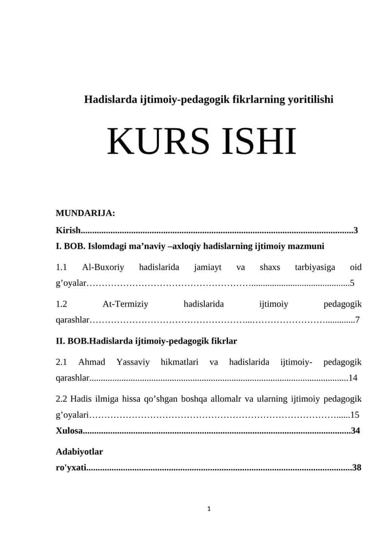 Hadislarda ijtimoiy-pedagogik fikrlarning yoritilishi 1