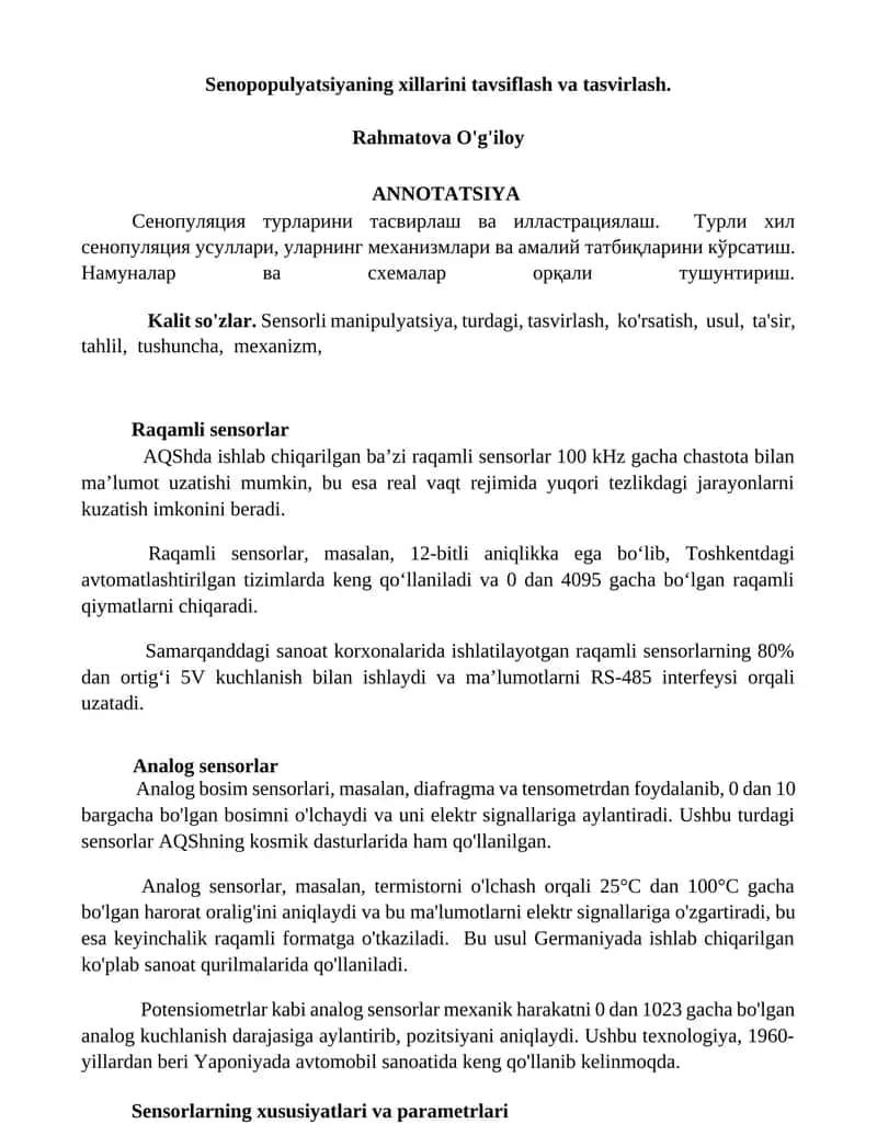 Senopopulyatsiyaning xillarini tavsiflash va tasvirlash 1