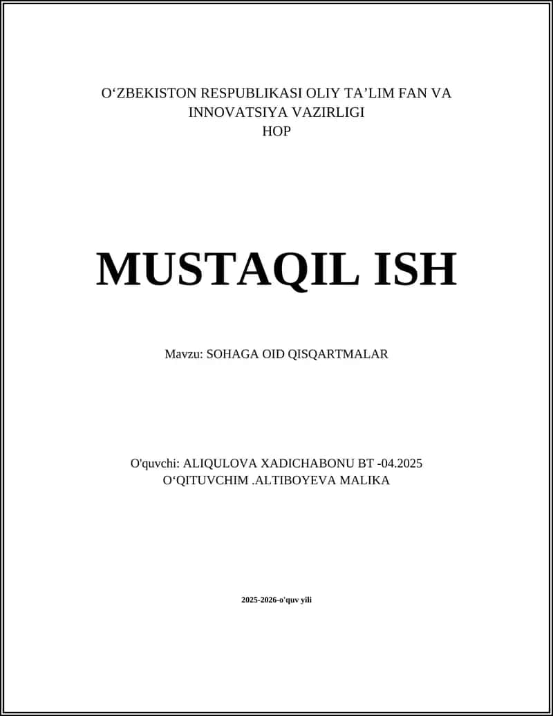 SOHAGA OID QISQARTMALAR 1