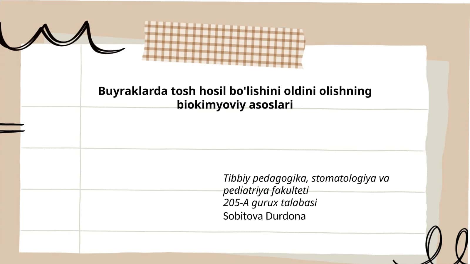 Buyraklarda tosh hosil bo'lishini oldini оlishning biokimyoviy asoslari 1