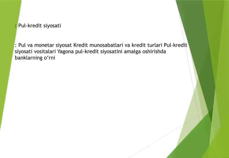 Pul-kredit siyosati 1