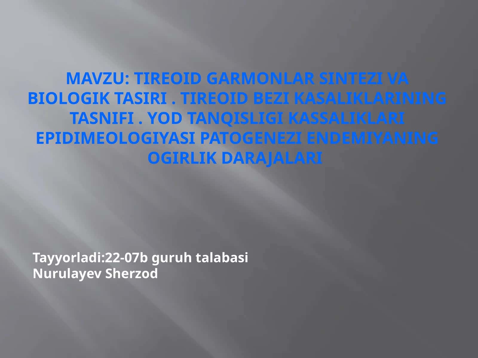 Tireoid garmonlar sintezi va biologik tasiri 1