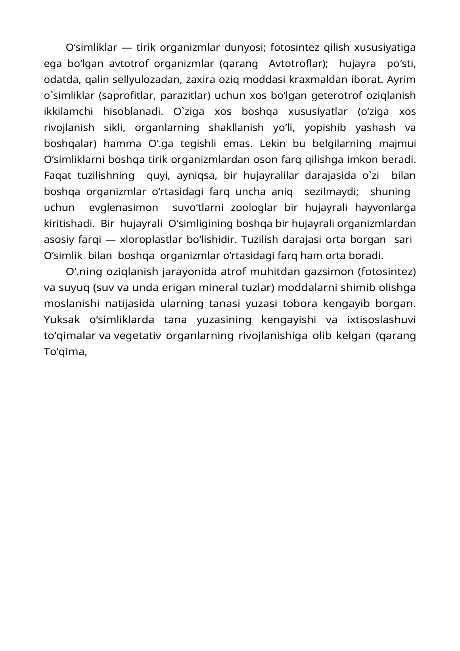Oʻsimliklar va ularning oziqlanishi 1