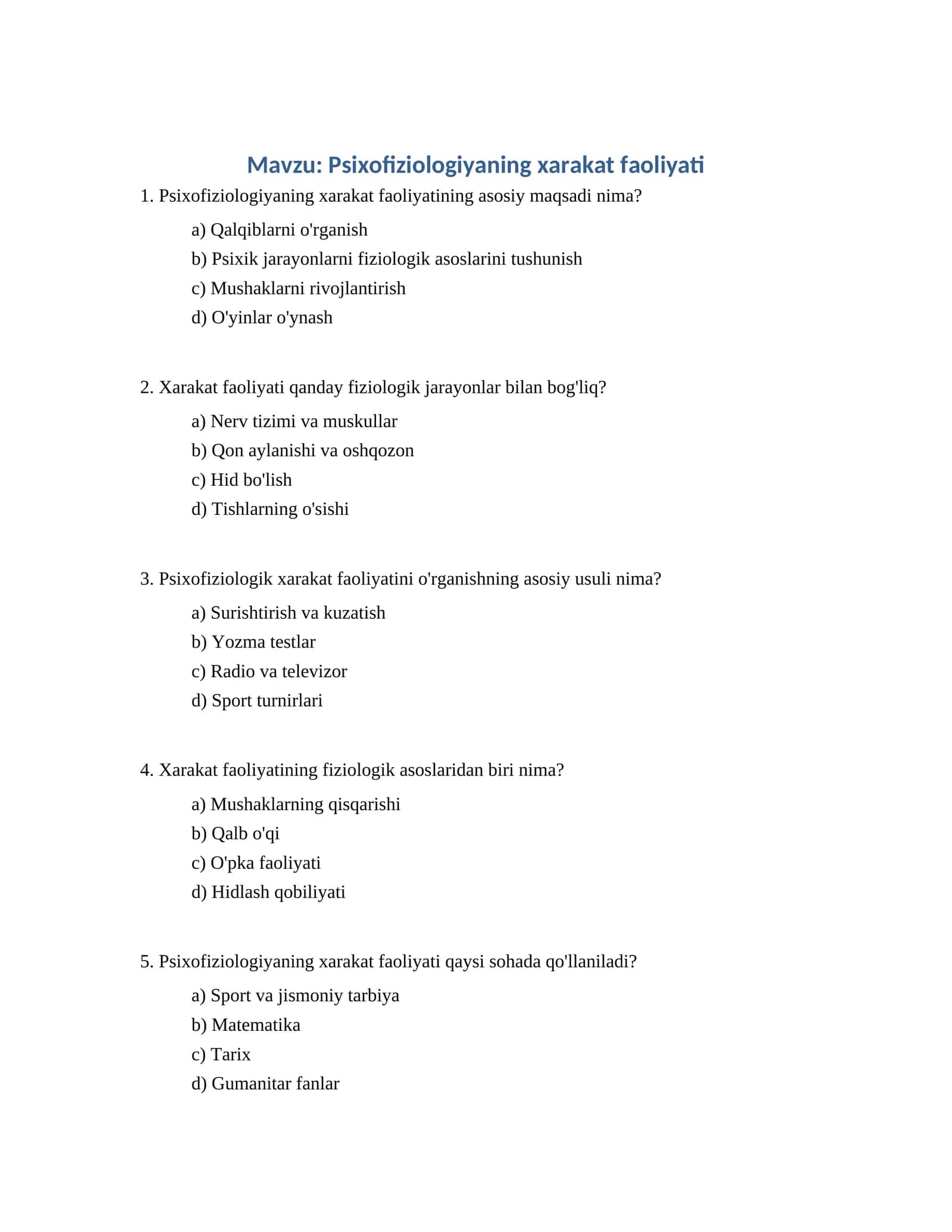 Psixofiziologiyaning xarakat faoliyati 1