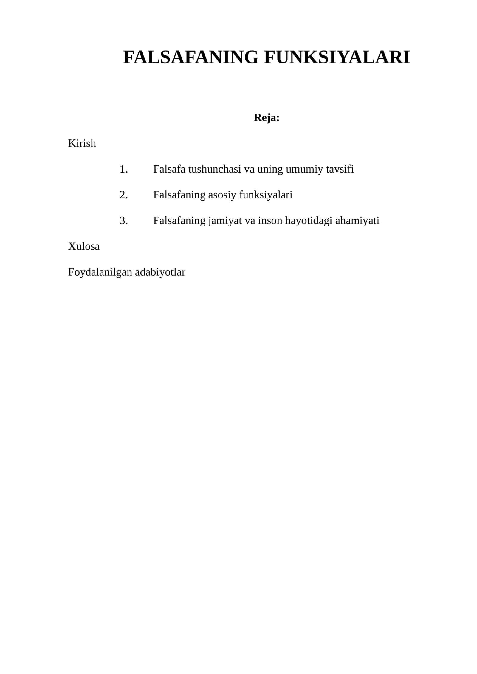 FALSAFANING FUNKSIYALARI 1