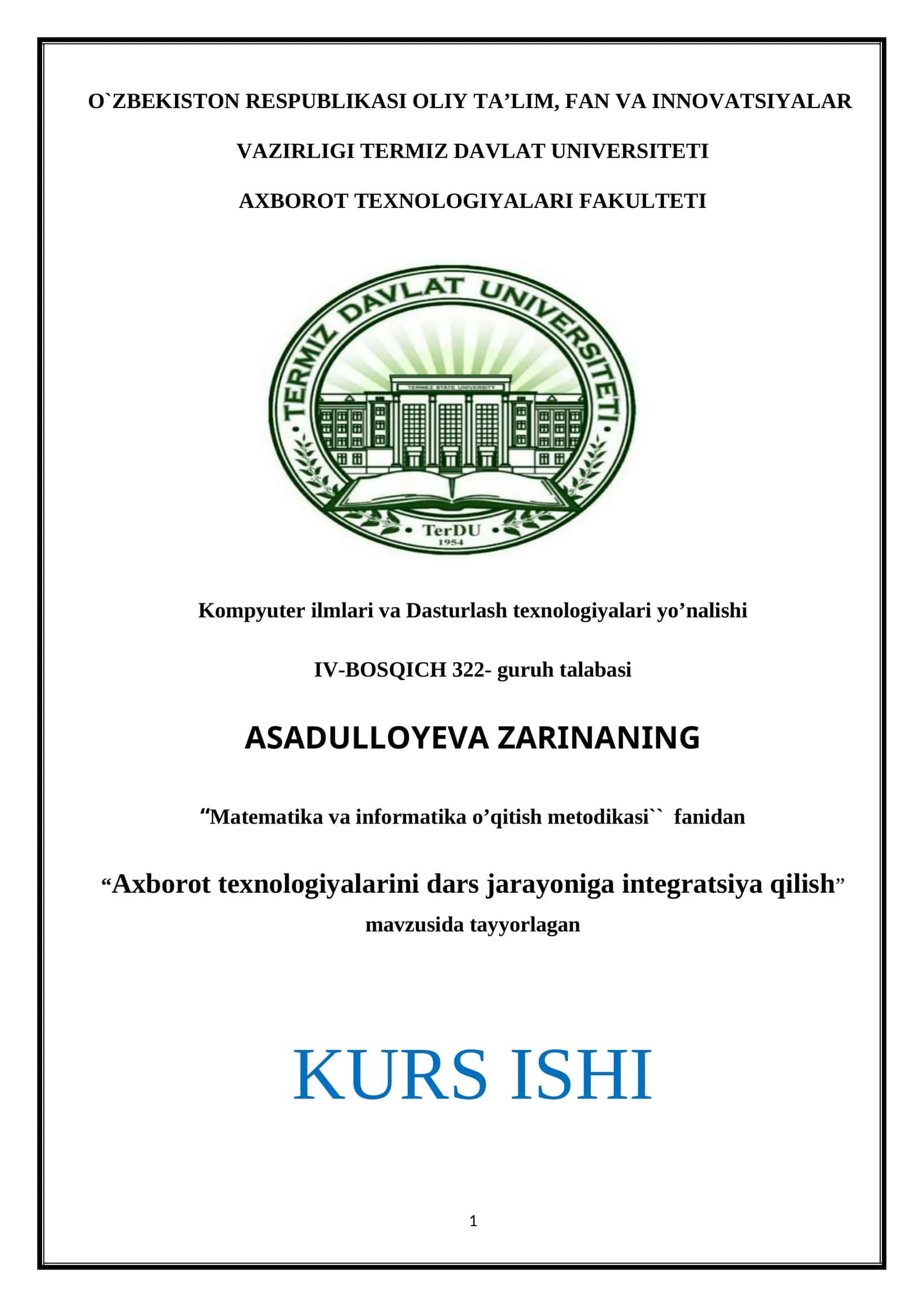 Axborot texnologiyalarini dars jarayoniga integratsiya qilish 1