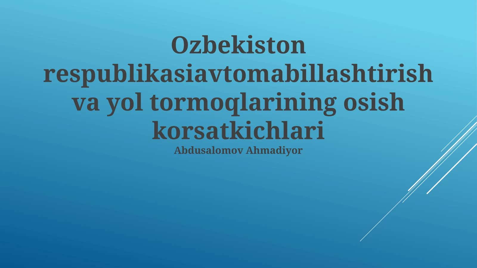 Oʻzbekistondagi Avtomashinalashuv Koʻrsatkichlari 1