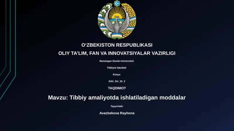 Tibbiy amaliyotda ishlatiladigan moddalar 1