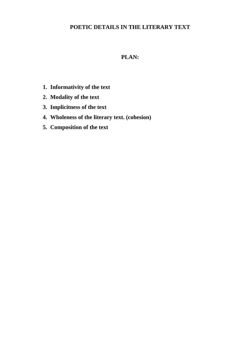 Poetic Details in the Literary Text 1