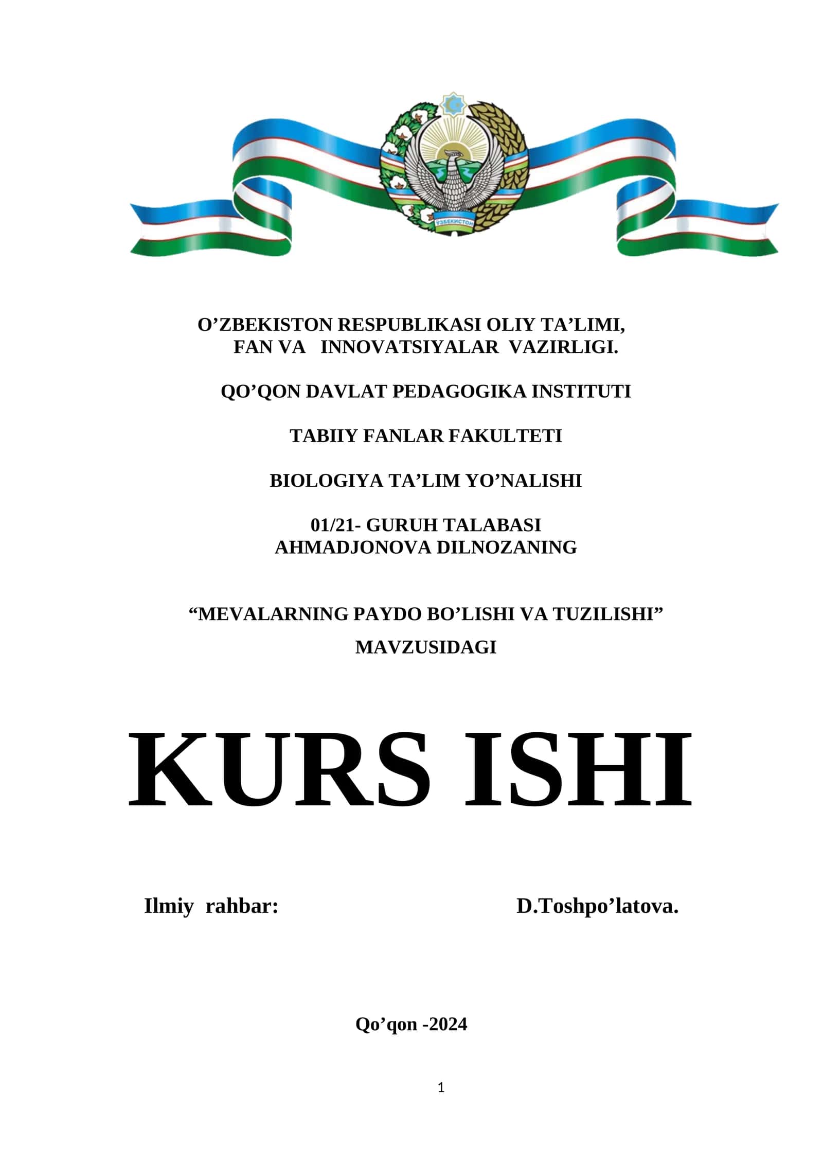 MEVALARNING PAYDO BO’LISHI VA TUZILISHI 1
