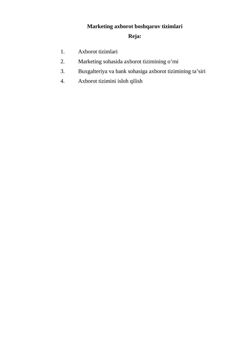 Marketing axborot boshqaruv tizimlari 1