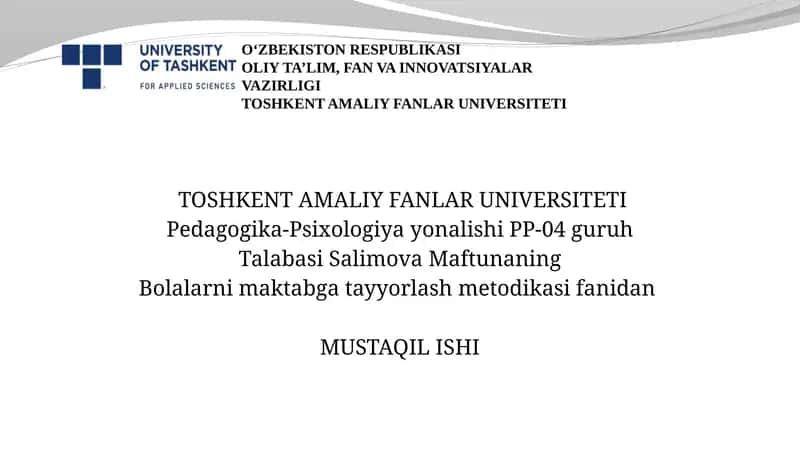 Maktabga tayyorgarlikning psixologik-pedagogik asoslari 1