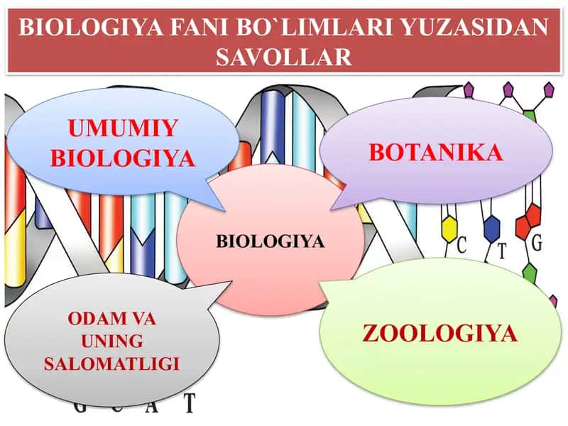 BIOLOGIYA FANI BO`LIMLARI YUZASIDAN SAVOLLAR 1