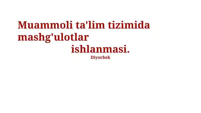 Muammoli ta'lim tizimida dars ishlanmalari