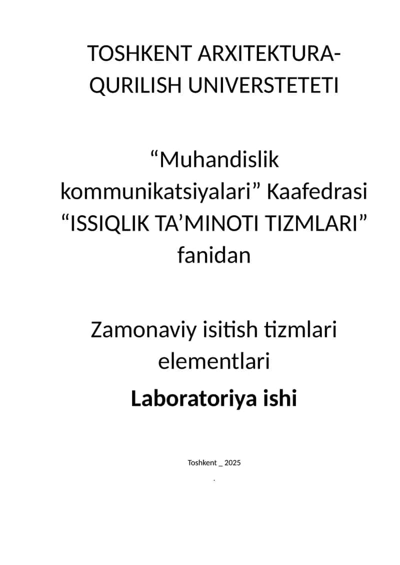 Zamonaviy isitish va issiq suv tizmla elementlari 1