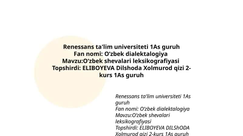 Oʻzbek shevalari leksikografiyasi 1
