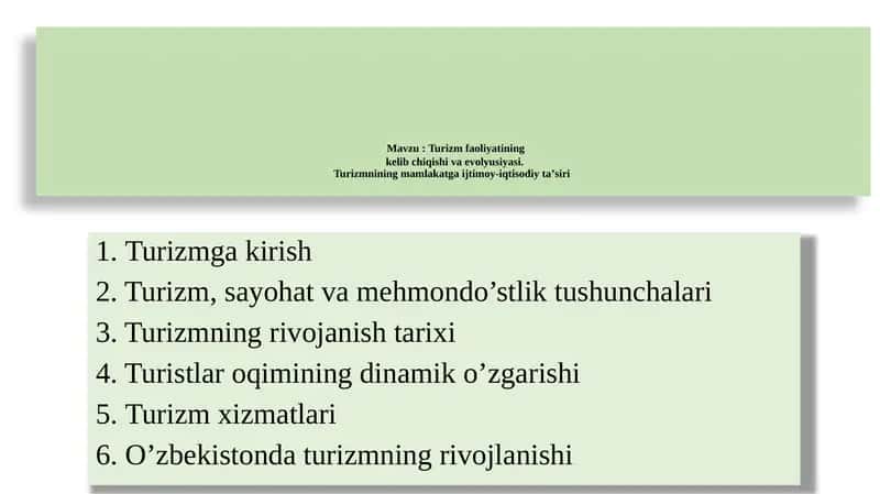 Turizm faoliyatining kelib chiqishi va evolyutsiyasi 1