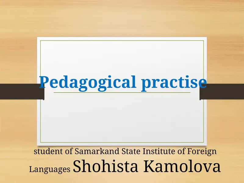 Pedagogical practice 1