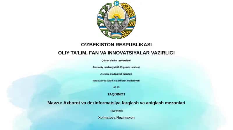 Axborot va dezinformatsiya farqlash va aniqlash mezonlari 1