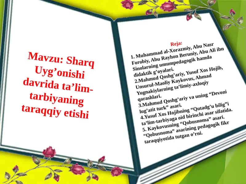 Sharq Uyg'onishi davrida ta’lim-tarbiyaning taraqqiy etishi 1