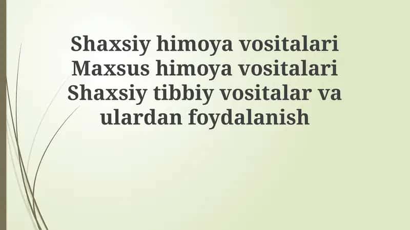 Shaxsiy himoya vositalari va maxsus himoya vositalari 1