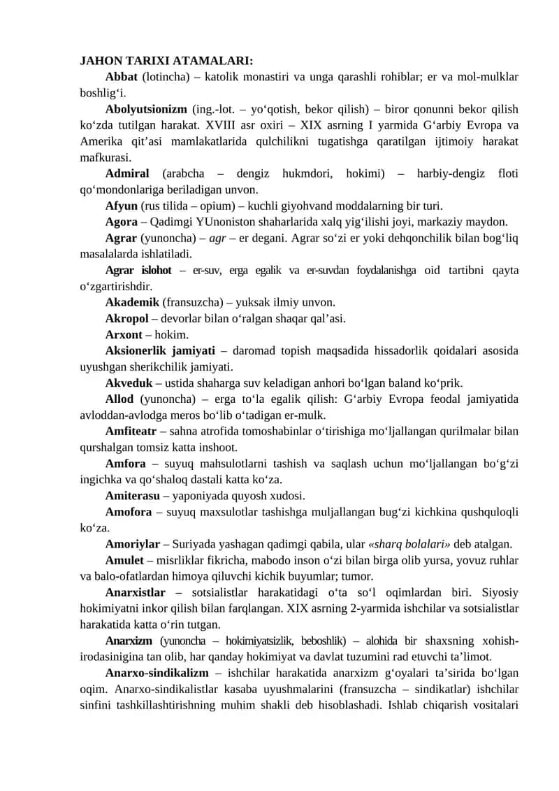 JAHON TARIXI ATAMALARI 1