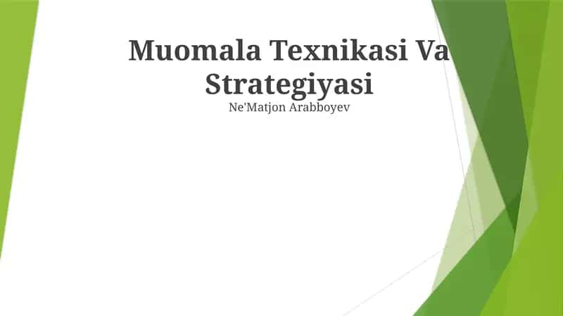 Muomala Texnikasi Va Strategiyasi 1