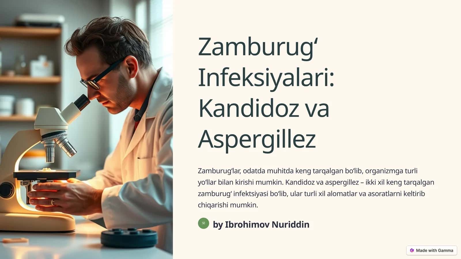 Zamburugʻ Infeksiyalari: Kandidoz va Aspergillez 1