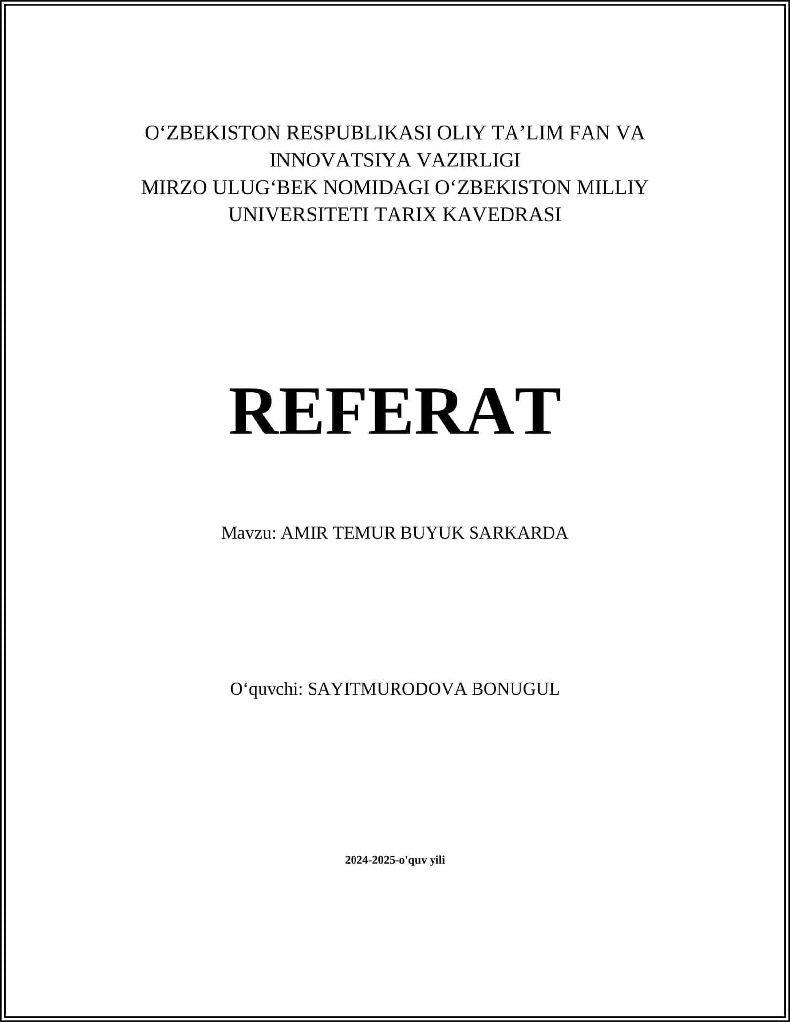 AMIR TEMUR BUYUK SARKARDA 1