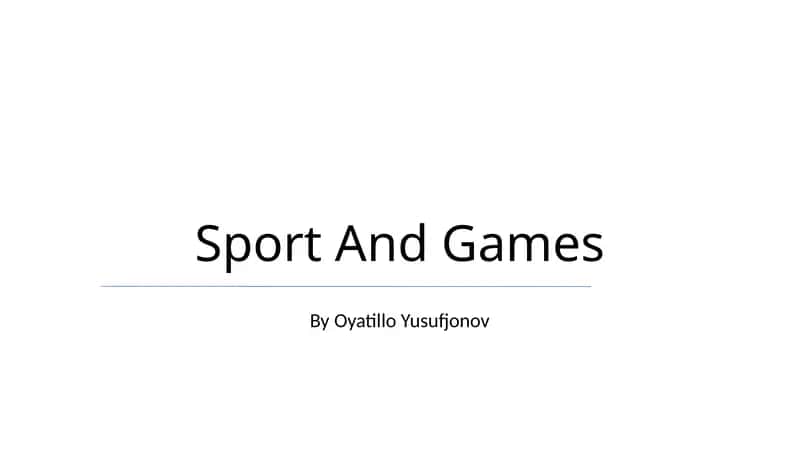Sport And Games 1
